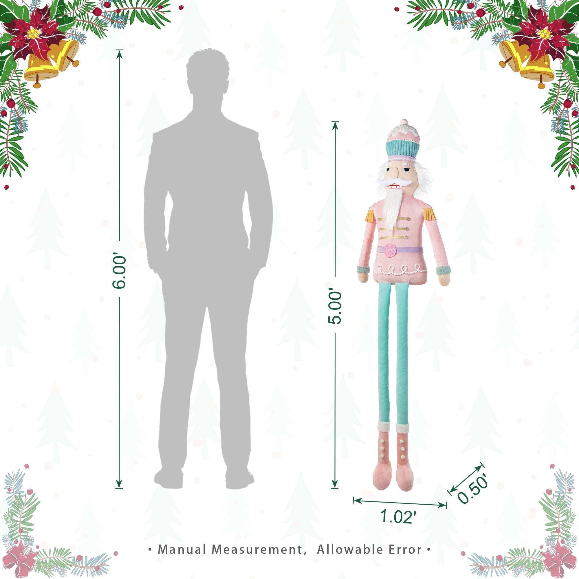 Glitzhome® 60"H Christmas Oversized Fabric Nutcracker With Dangle Legs